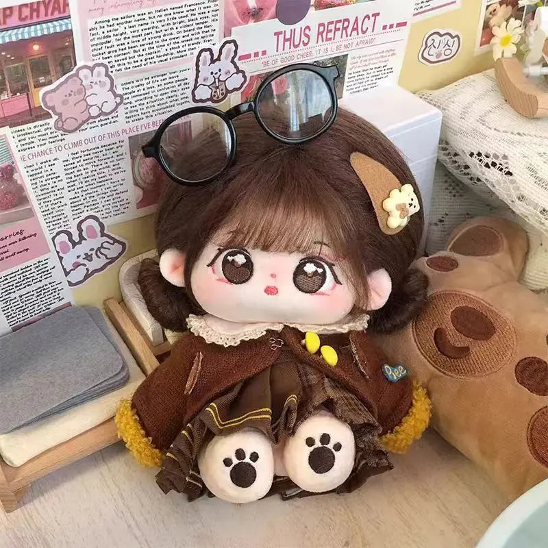 Handmade Original 20cm Cotton Doll Caramel Girl Humanoid Stuffed Body 8in Normal Body Wearable Clothing DIY Dress Up Gifts