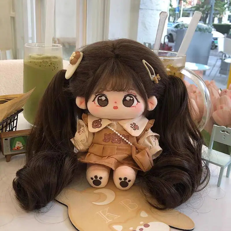 Handmade Original 20cm Cotton Doll Caramel Girl Humanoid Stuffed Body 8in Normal Body Wearable Clothing DIY Dress Up Gifts