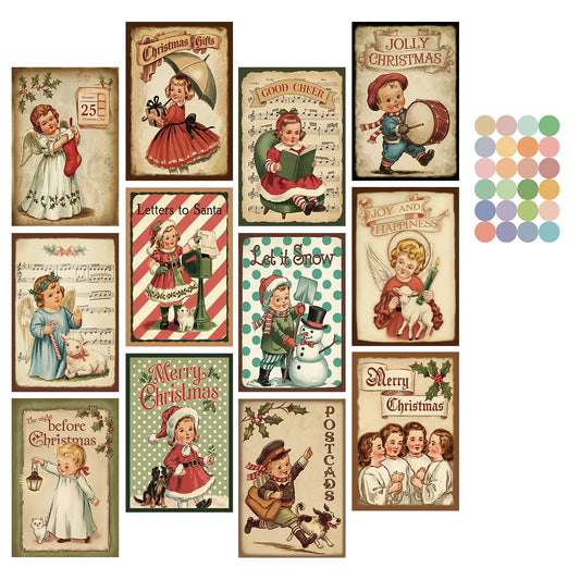 Vintage Christmas Postcard Set of 12,Wall Art Mini Posters Room Decor,College Dorm Wall Collage Kit,Home Christmas Decorations