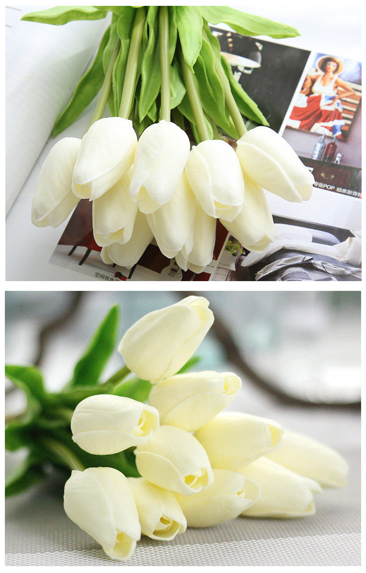 Handmade Silk Holding Silk Flower PU Mini Tulip Simulation Flower Wedding Family INS Style