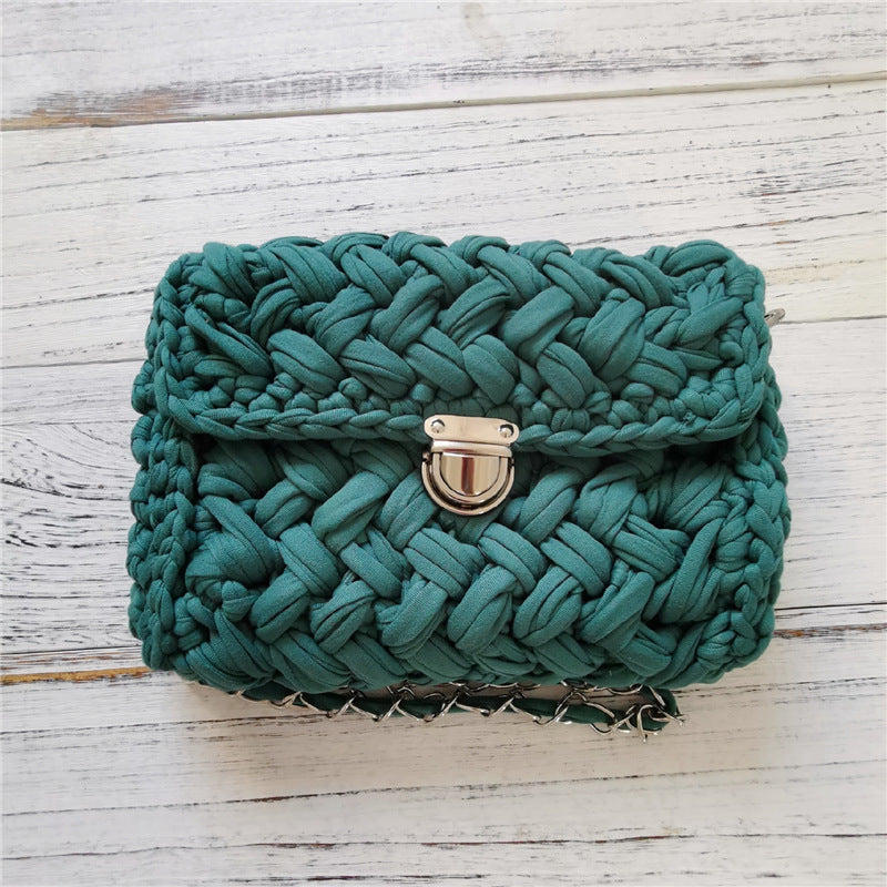 Handmade Crossbody Crochet Cloth Line Small Fragrance Knitting Bag