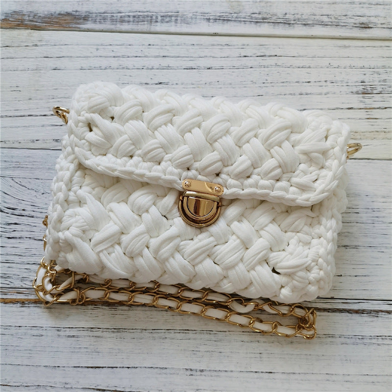 Handmade Crossbody Crochet Cloth Line Small Fragrance Knitting Bag