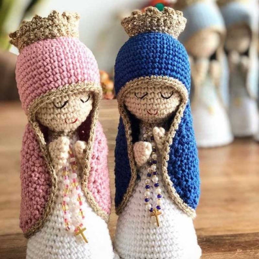 14cm Handmade Crochet Plush Toy Madonna With Crown